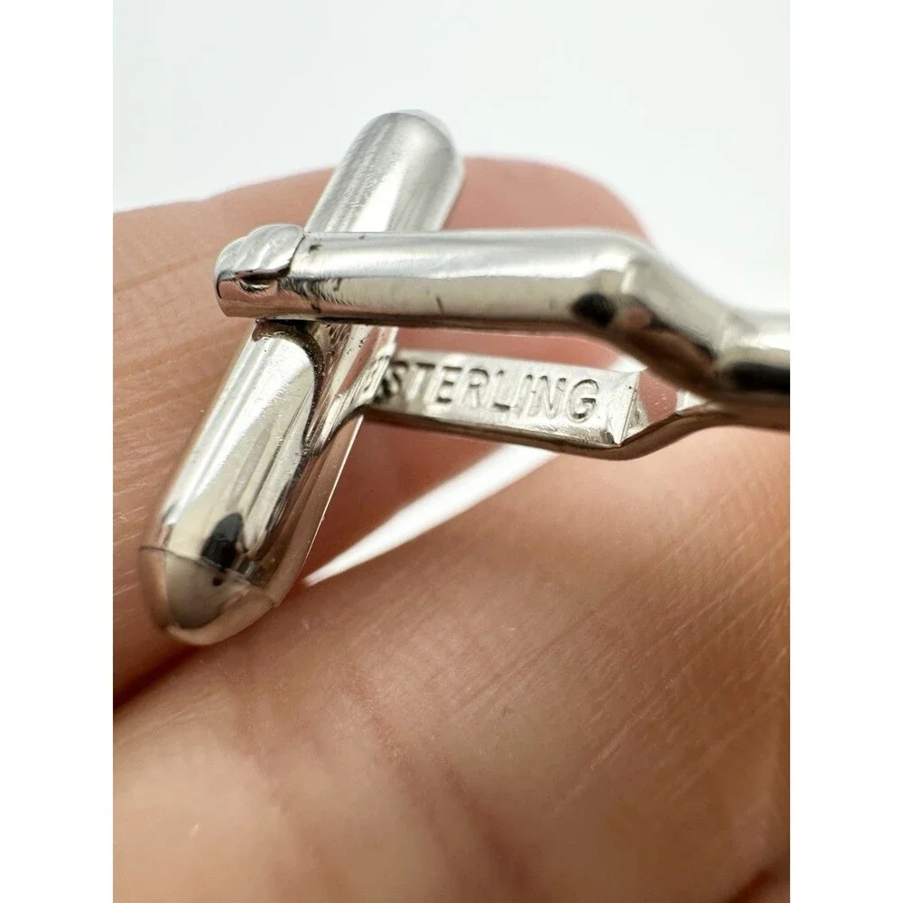 925 Sterling Silver Vintage Modernist Cufflinks
